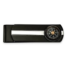 Stainless Steel Polished Black IP-Plated Functional Compass Money Clip - $70.54