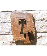 Carved Stone Rock Cross Indoor Outdoor Flagstone 44 bz - $2,950.74 MXN