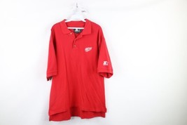 Vintage 90s Starter Mens Large Faded Detroit Red Wings Hockey Golf Polo Shirt - £31.12 GBP