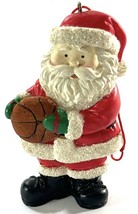 Santa Claus With Basketball Vintage Ceramic Ornament 4” Hand Painted - $100.36 MXN
