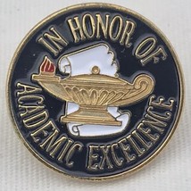 In Honor Of Academic Excellence Pin Brooch Award Gold Tone Enamel In Box - £9.40 GBP
