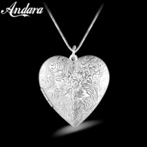 2020 New 925 Silver Necklace Heart Frame Pendant Necklace Can Be Loaded With Pho - $16.15