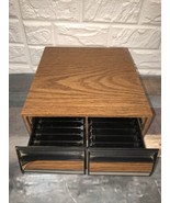 Vtg Faux Wooden 2 Drawer Holder Cassette Storage Case Holds 24 Tapes 11”... - $19.79