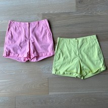 Talbots Linen Blend (2) Shorts Rolled Hem Yellow Pink sz 10 - $48.37