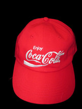 Coca-Cola Red Baseball Cap Hat Adjustable Enjoy Coca-Cola Logo in White - £7.12 GBP