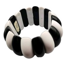 Made In Italy Tag Black &amp; White Chunky Stretch Bracelet Bold Modern Design  - £17.05 GBP