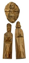 Vintage Hand Carved 12 Piece Nativity Set Christmas Holiday Solid Wood 10 Piece - £18.60 GBP