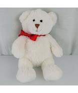 Gund White Stuffed Plush Teddy Bear Red Ribbon Bow 320702 11&quot; - £46.59 GBP