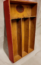 Vintage 1950s RED Wooden Utensil Drawer Tray Organizer Kitchen Table, Vermont - £15.15 GBP