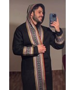 Handmade Embroide Men Farwa Bisht Coat Protect Long Jacket فروة رجالي - $287.19 CAD