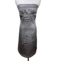 New Trina Turk Silver Embossed Strapless Dress Party Cocktail Alligator Skin - $59.99