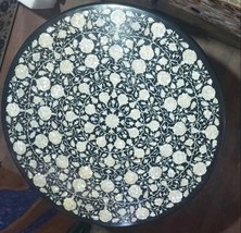 Black Marble Mother of Pearl Inlay Centre Table Top 36&quot;x36&quot; Shape: Round - £2,273.85 GBP