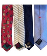 Tommy Hilfiger 100% Silk Tie Necktie Stripe Geo Red Blue Gold 3.5&quot; Lot of 4 - £23.96 GBP