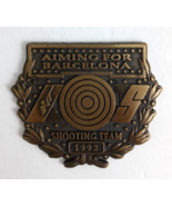 Aiming For Barcelona Shooting Team 1992 Felt Back Paperweight 2.5&quot; x 2.75&quot; - £9.12 GBP