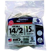 Woods 28827426 14/2 15&#39; NMW/G Wire, White - $27.61