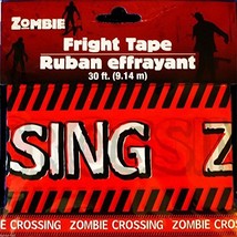 Funny ZOMBIE CROSSING Fright Caution Warning Tape Halloween Prop Decoration-30ft - £2.31 GBP