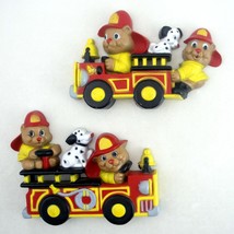 HOMCO 3131 Fire Truck Engine Wall Plaque Set Teddy Bear Dalmatian Dog Fi... - $15.68