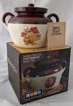 Nelson McCoy Fruit Festival Pottery Bean Pot  2 Handle Brown Tan Stoneware w/Box - £19.79 GBP