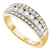 0.75 cttw Diamond Triple Row Womens Band Ring 14k Yellow Gold - $1,215.72