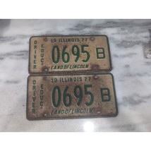 Vintage 1977 ILLINOIS Driver Education License Plate 0695B Matching Set - $282.26 MXN