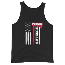 Proud Firefighter Husband Thin Red Line Hero Fire Fighter Support Unisex Tank To - £19.74 GBP