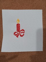 Completed Christmas Candle Finished Cross Stitch DIY Crafting - £6.40 GBP