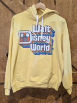 Walt Disney World Retro Stack Logo Hoodie Yellow Sweatshirt Adult Size L... - $652.88 MXN