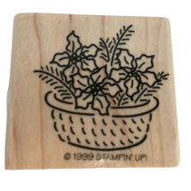 Stampin Up Bitty Bouquet Rubber Stamp Flowers Poinsettia Holly Basket Christmas - £3.12 GBP