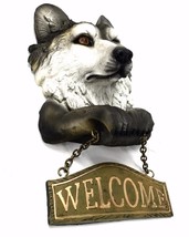 Grey Wolf Figural Welcome Sign Lodge Decor Cabin Door Art - £23.70 GBP