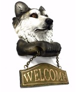 Grey Wolf Figural Welcome Sign Lodge Decor Cabin Door Art - £23.49 GBP