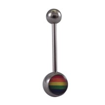 LGBT Rainbow Tongue Bar 316L Surgical Stainless Steel Barbell Body Jewel... - £4.71 GBP