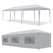 10&#39; X30&#39; Bbq Gazebo Pavilion White Canopy Wedding Party Tent With Side W... - £128.28 GBP