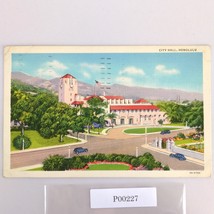 City Hall Honolulu Hale Hawaii Linen Postcard 1942 WWII Era Army Censor ... - $14.92