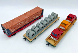 Tyco HO Scale Flat Car Lot Great Northern Train Truck Carrier Coils Wood... - $28.49