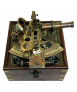 Nautical Maritime Brass Sextant With Glass Top Wooden Box - £73.04 GBP