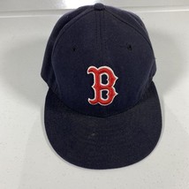 Vintage New Era Boston Red Sox Fitted Hat Cap 7 Blue Red On Field USA Made - $18.69