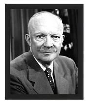 President Dwight D. Eisenhower B&amp;W Portrait 8X10 Framed Photo - £15.71 GBP