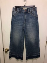 Madewell Wide Leg Crop Jeans Drop Frayed Hem Edition SZ 27 Style F2609 Inseam 23 - £31.37 GBP