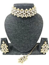 Golden Pearl and Kundan Choker Set with Earrings and Maang Tika, Indian,Party,Ca - £36.68 GBP