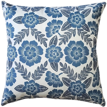 Avens Blue Floral Throw Pillow 17x17, Complete with Pillow Insert - £25.27 GBP