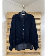 Vintage J. Jill Black Velvet Gothic Grunge Vamp Long Sleeve Top Size XL ... - $456.30 MXN