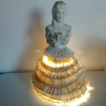 Vintage Doll Lamp Chalkware Plaster Lady w plastic skirt!! Beautiful Works!!! - £106.54 GBP