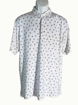 Johnnie O Polo Shirt Mens Medium White Geometric All Over Surfer Print S... - $424.24 MXN