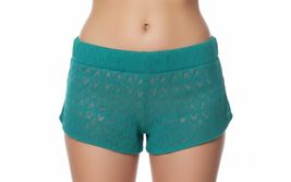 Miken Swim Shorts Women’s Small S Teal Blue Crochet Lace Beach Cover Up NWT - $12.50
