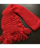 Handmade, Hand Knit, Red Long Winter Scarf w/Fringes - $8.05 CAD