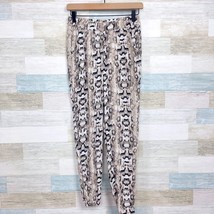 H&amp;M Drapey Challis Pull On Ankle Pants Brown Animal Print High Rise Wome... - £11.83 GBP
