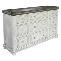 62" Gray and Ivory Solid Wood Nine Drawer Triple Dresser - $20,571.57 MXN