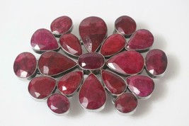 Vintage Handmade 925 Sterling Cluster Design Genuine Rubies Women&#39;s Belt Buckle - £1,413.26 GBP