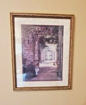 Home Interiors Courtyard Wisteria Flowers Arch Gate Brick Wall  Framed Picture - £31.03 GBP