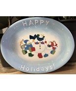 SNOWMAN PARTY OVAL PLATTER - YOUNG&#39;S INC. 2007 - CHRISTMAS PLATTER - 15&quot;... - £16.28 GBP